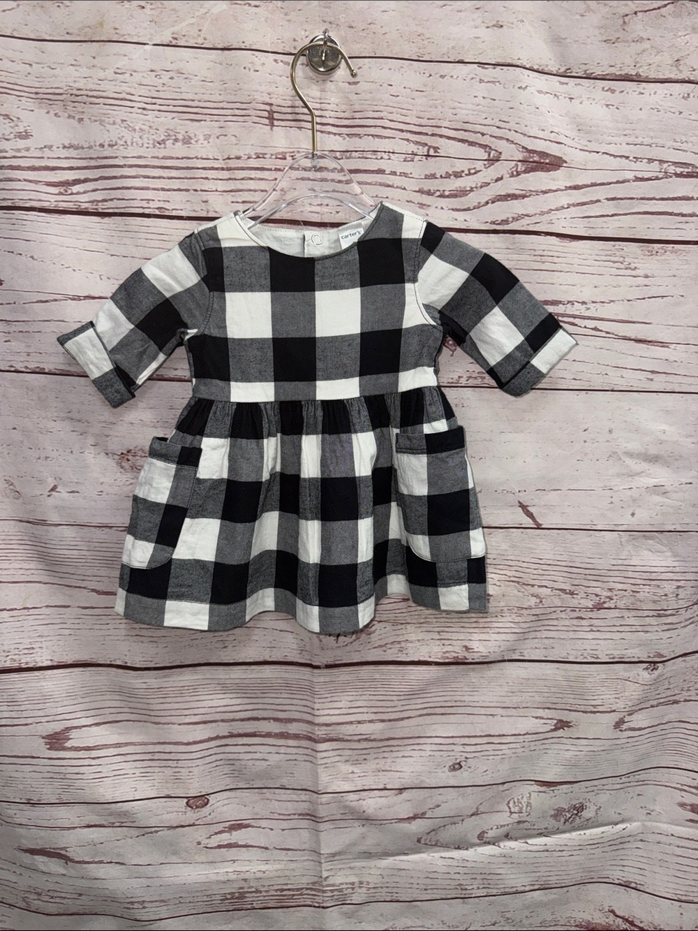 Carter’s Black and White Buffalo Check Girls' Dress with Pockets Size 6